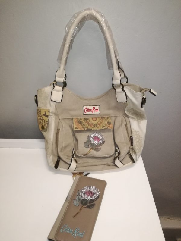 Taupe Protea Wallet Handbag Set A3