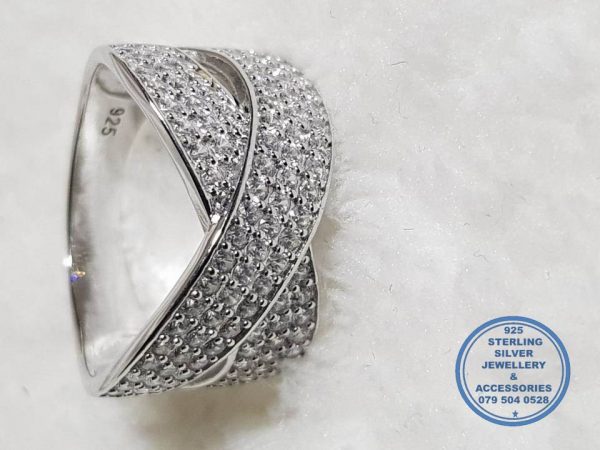 925 sterling Silver Ring Cross over vir Cubic Zirconia Detail Prices Excludes Nominal Fee for National Door-to-door delivery