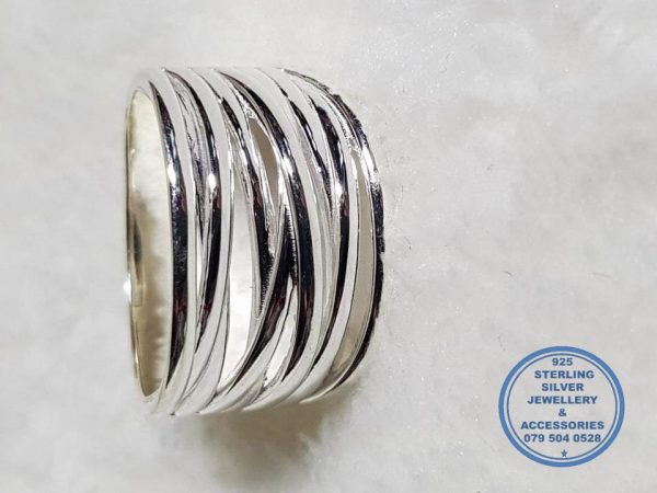 925 Sterling Silver Ring Super Statement Showstopper many bands of different heights all as one ring