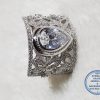 925 Sterling Silver Ring Super Statement Showstopper with cubic Zirconia large teardrop  in middle with detail around  - WOW