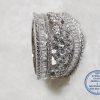 925 Sterling Silver Ring Showstopper with cubic Zirconia detail 2 bands with middle cluster all as one ring
