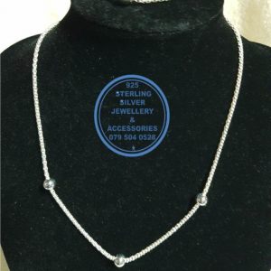 925 sterling Silver chain necklace& bracelet  with ball detail  - Showstopper  - Stunning!! Price per 1 set = 1 set is 1 necklace & 1 bracelet Price includes chain and bracelet per photo 45 cm chain and 19cm bracelet  All prices excludes national nominal door-to-door delivery fee