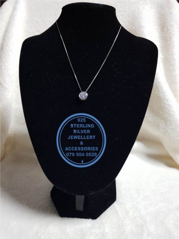925 sterling Silver chain necklace with floating cubic zirconia pendant   - Showstopper  - Stunning!! Price per 1 necklace with floating pendant detail Price includes chain and floating pendant per photo 45 cm chain All prices excludes national nominal door-to-door delivery fee