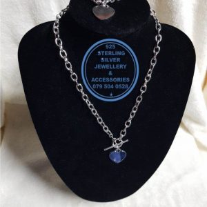 925 sterling Silver Necklace & Bracelt chain Love pendant set  - Stunning!! Price per 1 set consisting of 1 necklace (45cm  ) and 1 bracelet (19 cm  ) All prices excludes national nominal door-to-door delivery fee