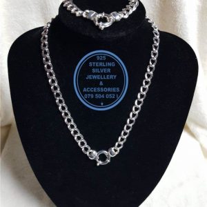 925 Sterling Silver Necklace Chain and Arm Chain Set - Showstopper  Double Stunning Linked Price per 1 set  - 1 set includes 1 necklace chain ( 45  cm ) & 1 arm chain (19  cm) All prices excludes national nominal door-to-door delivery fee