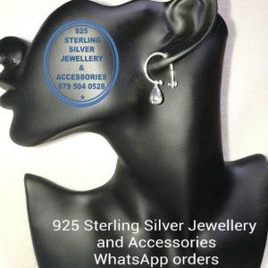 925 sterling Silver Earrings - Half Hoop Dangle Teardrop Charm Price per 1 pair of earrings Hoop  only 18mm diameter All prices excludes national nominal door-to-door delivery fee Although some earrings might be similar size price is determined on weight as well as manufacturer although all our products are manufactured from the best quality 925 Sterling Silver.