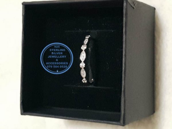 925 Sterling Silver Ring  - stack ring - wedding band  - you choose. The more the merrier - Stunning detail with leave and round detail with cubic zirconia