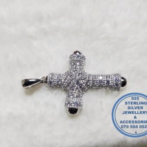925 sterling Silver Pendant - Cubic Zirconia detailed statement cross pendant   - showstopper Price per 1 pendant Price excludes chain 40mm top to bottom diameter