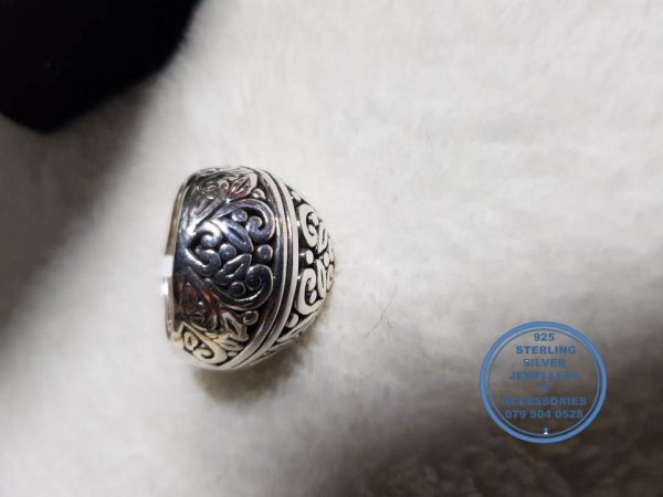 925 Sterling Silver Ring - filled-  with modern  filigree detail  leaves  - Showstopper and a Statement Ring