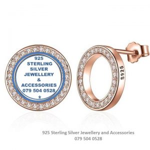 Rose Gold Circle Love Life Stud Earrings