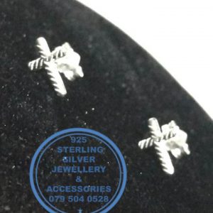 925 Sterling Silver Earring - Stunning Silver Rope Cross Stud Earrings  - 1 pair  Prices Excludes National delivery to your door at a nominal fee.