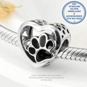 Black Enamel Paw Print Real Sterling Silver Charm Compatible with your Pandora. Multi- functional Charms : All Our Charms Can be Worn as Pendants as well.  Prices Excludes Nominal National Door-to-door delivery fee