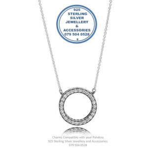 Modern Circle of Life & Love  Sterling Silver Necklace with fixed pendant SILVER