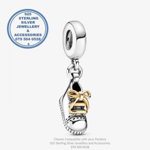 925 Sterling Silver Baby Shoe Dangle Charm. Pandora Compatible 