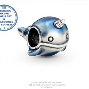 925 Sterling Silver Blue Whale  Charm Bead. Pandora Compatible 
