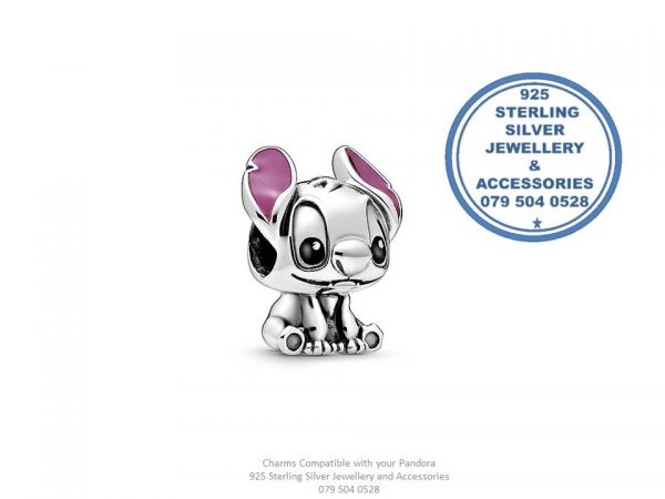 925 Sterling Silver Baby Lilo and Stitch  Charm Bead. Pandora Compatible 