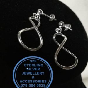 925 Sterling Silver Earring - Infinate  Dangle Drop Large  studs - 1 pair Prices Excludes National delivery to your door at a nominal fee.