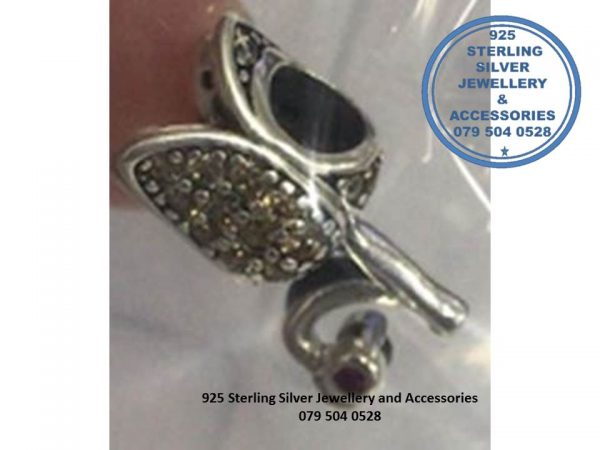 Cubic Detail Tulip Sterling Silver Charm Compatible With Your Pandora. 