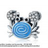925 Sterling Silver Cubic Detail Blue Enamel Cute Sea Crab Beach Charm. Pandora Compatible 
