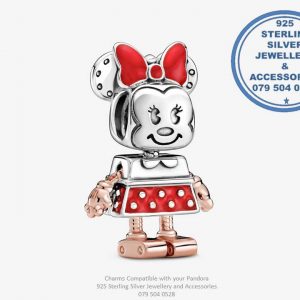 925 Sterling Silver Minnie Mouse Robot Romantic Love Charm. Pandora Compatible 