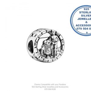 925 Sterling Silver Star Wars C-3PO and R2-D2 Pandora Compatible  Charm