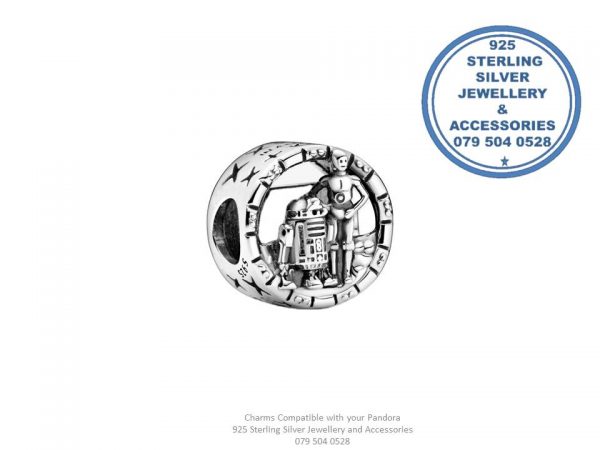 925 Sterling Silver Star Wars C-3PO and R2-D2 Pandora Compatible  Charm