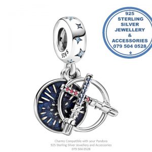 925 Sterling Silver Star Wars Lightsaber Double Dangle Pandora Compatible Dangle Charm