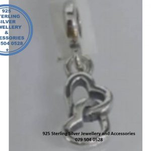 Earring Charm Sterling Silver Hearts intertwined