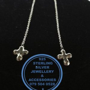 925 Sterling Silver Earring - Stunning Silver Threader Cross Dangle Drop  Earrings  - 1 pair  Prices Excludes National delivery to your door at a nominal fee.