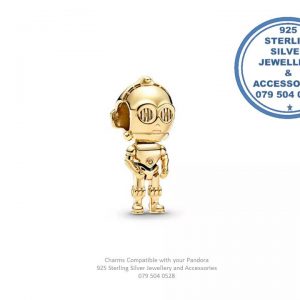 C-3 P 0 Star WRS European Style Bracelet  Compatible Charm Gold Plated Sterling Silver