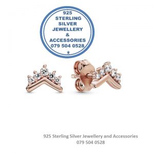 Tiara Cubic Detail Statement Sterling Silver Earrings with Studs