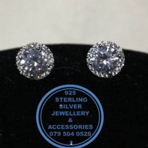 925 Sterling Silver Earring - Statement Sterling Silver Halo Round Cubic Stud  Earrings   - 1 pair  Prices Excludes National delivery to your door at a nominal fee.