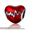 925 Sterling Silver Charm with Red Enamel Heart Beat and Silver Hearts Charm. Pandora Compatible.