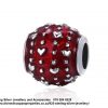 925 Sterling Silver Charm with Red Enamel and Silver Hearts Charm. Bead Pandora Compatible.
