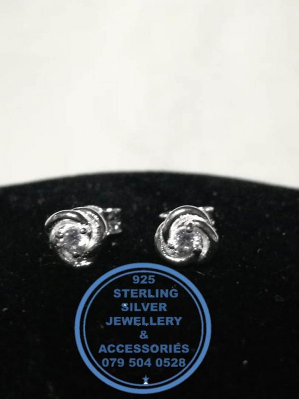 925 Sterling Silver Earring - Stunning Silver Flower Twirl with Cubic Detail Stud  Earrings  - 1 pair  Prices Excludes National delivery to your door at a nominal fee.