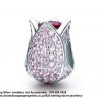 925 Sterling Silver Pink Tulip Flower Petals Cubic Charm. Pandora Compatible