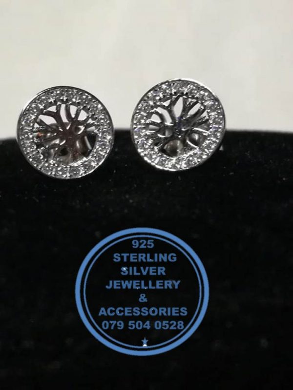 925 Sterling Silver Earring - Sterling Silver Tree Of Life  Cubic  Detail Stud  Earrings   - 1 pair  Prices Excludes National delivery to your door at a nominal fee.