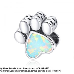 925 Sterling Silver Multi-color Paw Print Charm. Pandora Compatible