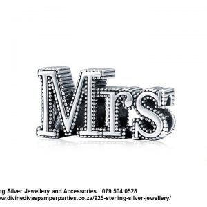 925 MRS CHARM - 1 Charm in Price Sterling Silver MR and MRS  Charm available Compatible with your Pandora.