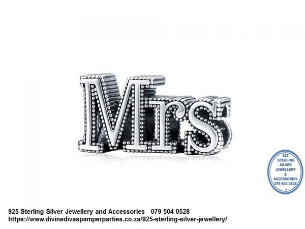 925 MRS CHARM - 1 Charm in Price Sterling Silver MR and MRS  Charm available Compatible with your Pandora.
