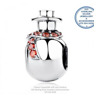 925 Sterling Silver Cubic Detail Snowman Charm. Pandora Compatible 