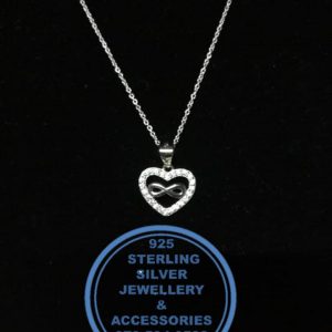 Infinity Heart Pendant , Chain , Earrings SET