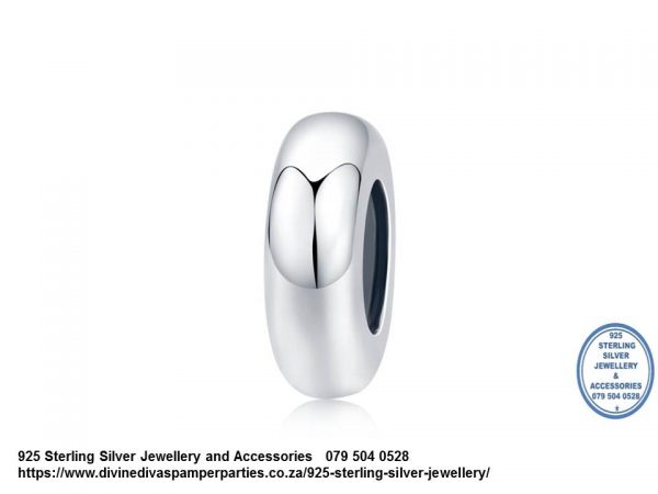 925 Sterling Silver Spacer Plain Silver Charm Bead . Pandora Compatible 
