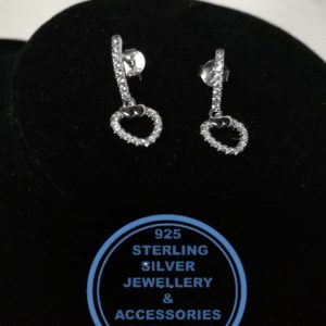 925 Sterling Silver Earring - Detailed Cubic Tripple Hear Dangle Drop  Earrings  - 1 pair Prices Excludes National delivery to your door at a nominal fee.
