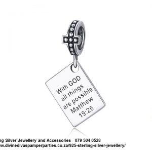 925 Sterling Silver With God All Things Are Possible Charm. Pandora Compatible