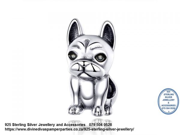 925 Sterling Silver Sitting Dog Charm. Pandora Compatible