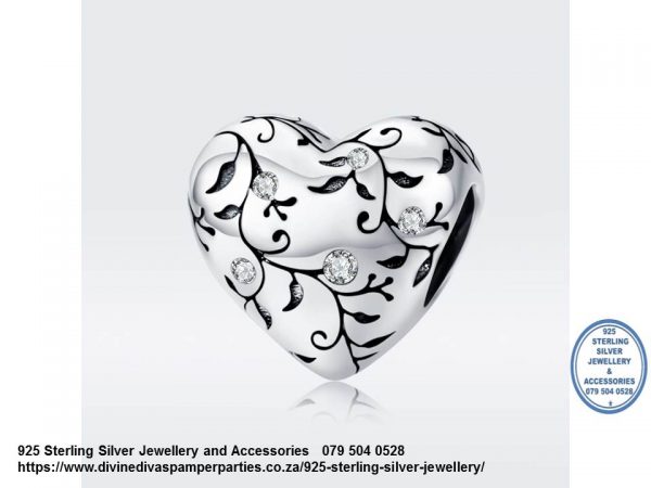925 Sterling Silver Cubic Heart Flower Charm Compatible with your Pandora