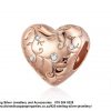 925 Sterling Silver Rose Gold plated Heart Cz Charm. Pandora Compatible