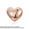 925 Sterling Silver Rose Gold plated Heart Cz Charm. Pandora Compatible