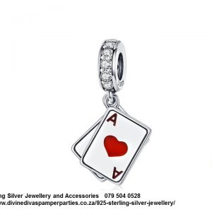 925 Sterling Silver Cards Hearts Alice in Wonderland Fun Games  Charm. Pandora Compatible